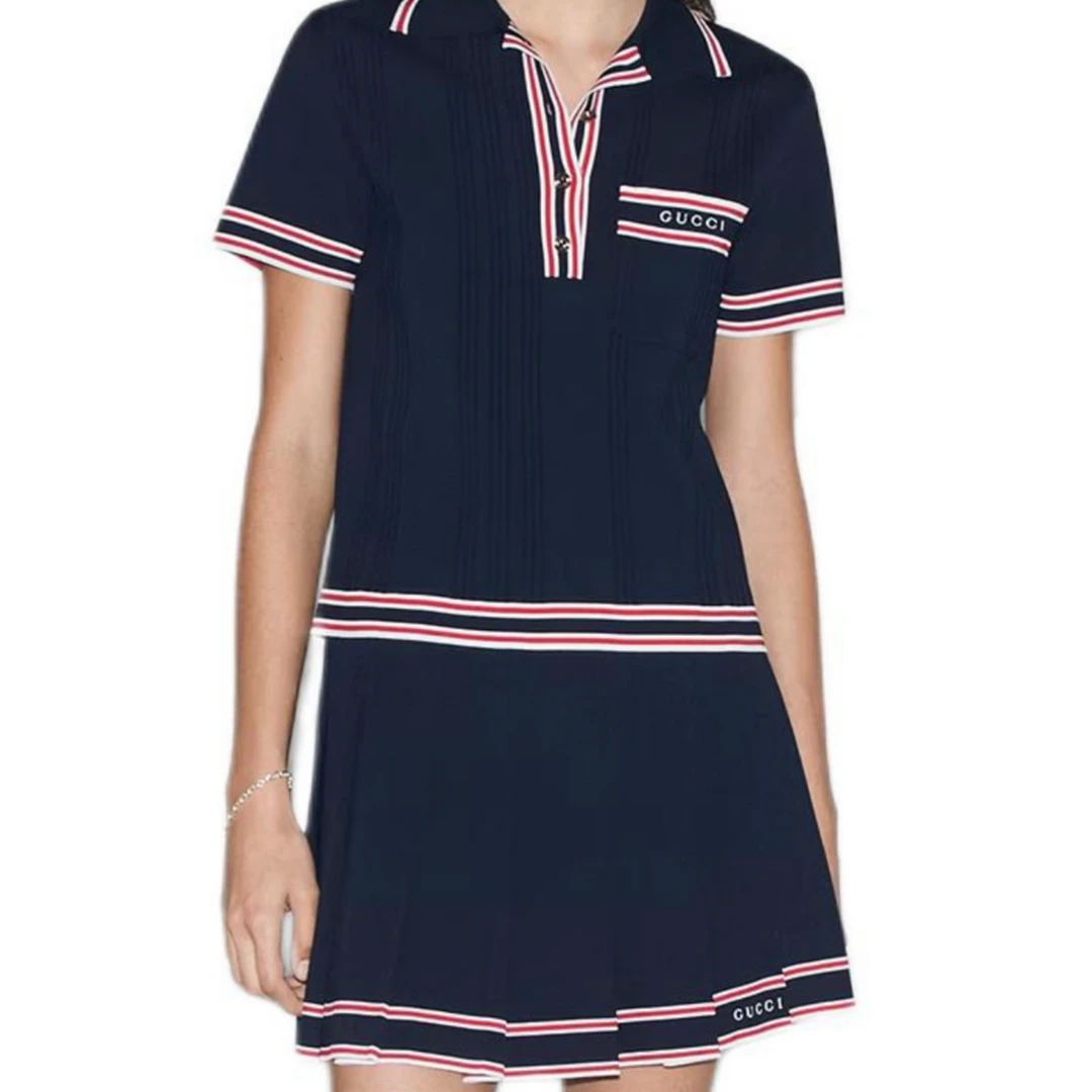 未使用 GUCCI/古驰 logo条纹滚边Polo衫短袖 XS码 TP00191