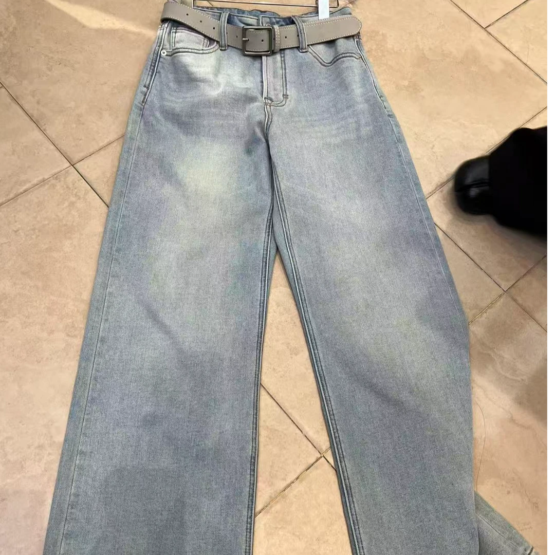 DEZI后现代风高腰微弹牛仔裤南油女裤长裤时尚裤子女士D82999