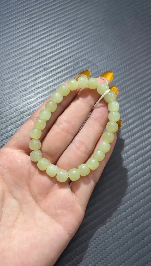 未镶嵌手链和田玉若羌青黄口卡8老型手串微色差