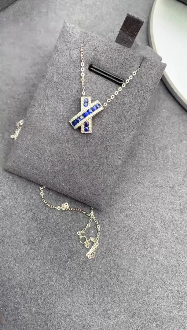 【闪购商品】蓝宝石项链18K金镶嵌38分皇家蓝项链