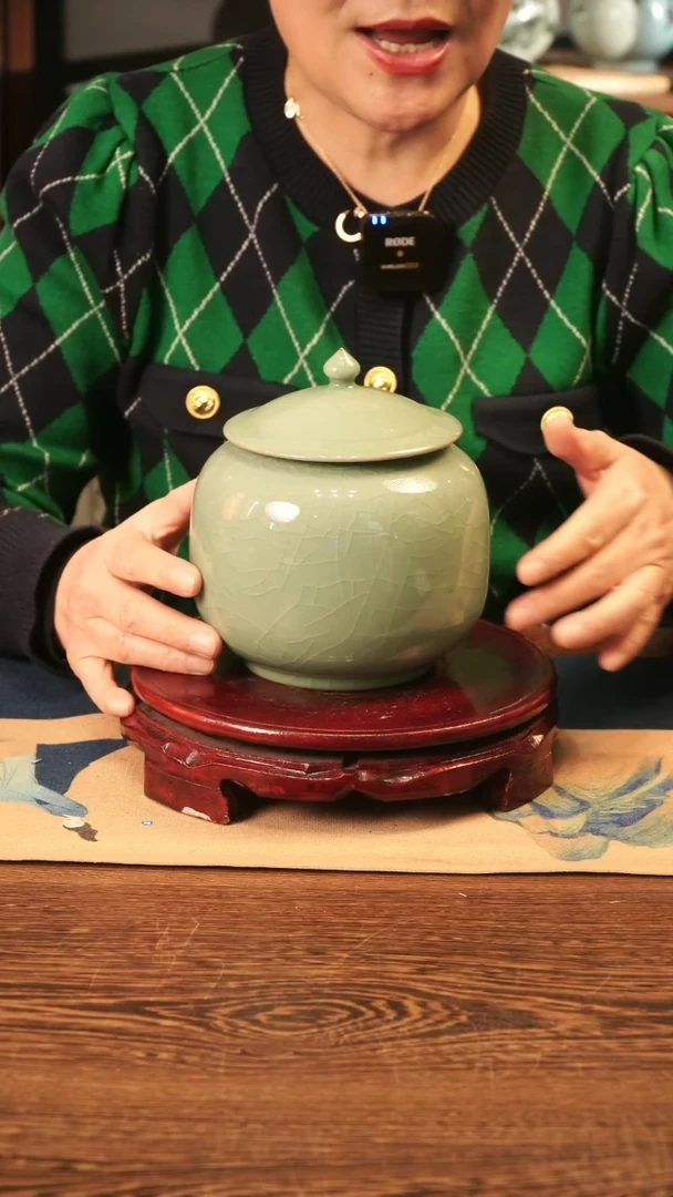 【闪购商品】纯手工 哥窑 梅青 盖罐