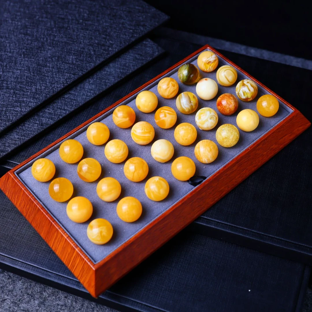 【19mm配凑串神珠】橘红溶洞沁色虎皮妖琥珀蜜蜡圆珠点靓爱串合集