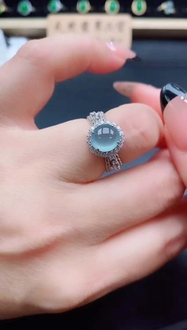 银S925镶嵌戒指翡翠1