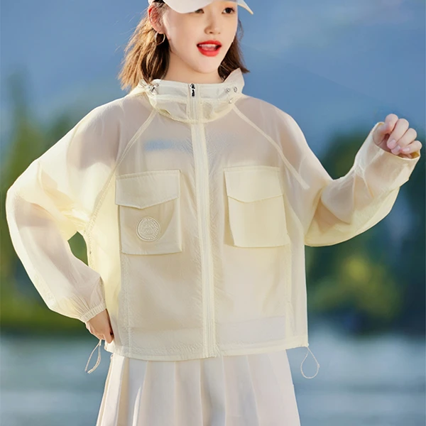 夏季凉感防晒衣女显瘦2025新款连帽休闲防晒宽松外套女修身FS-18