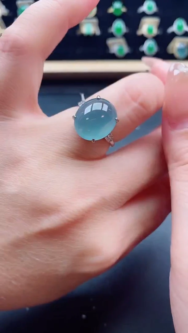 银S925镶嵌戒指翡翠1