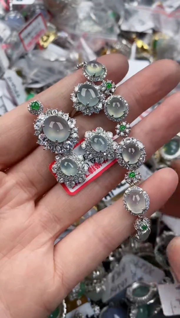 银S925镶嵌戒指翡翠444               9