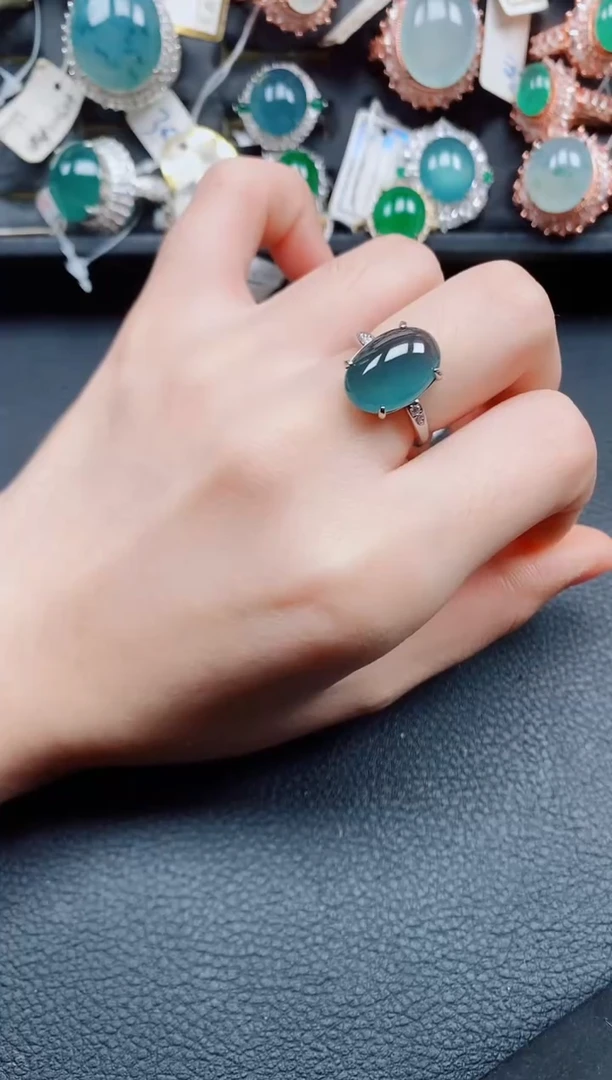 银S925镶嵌戒指翡翠翡翠