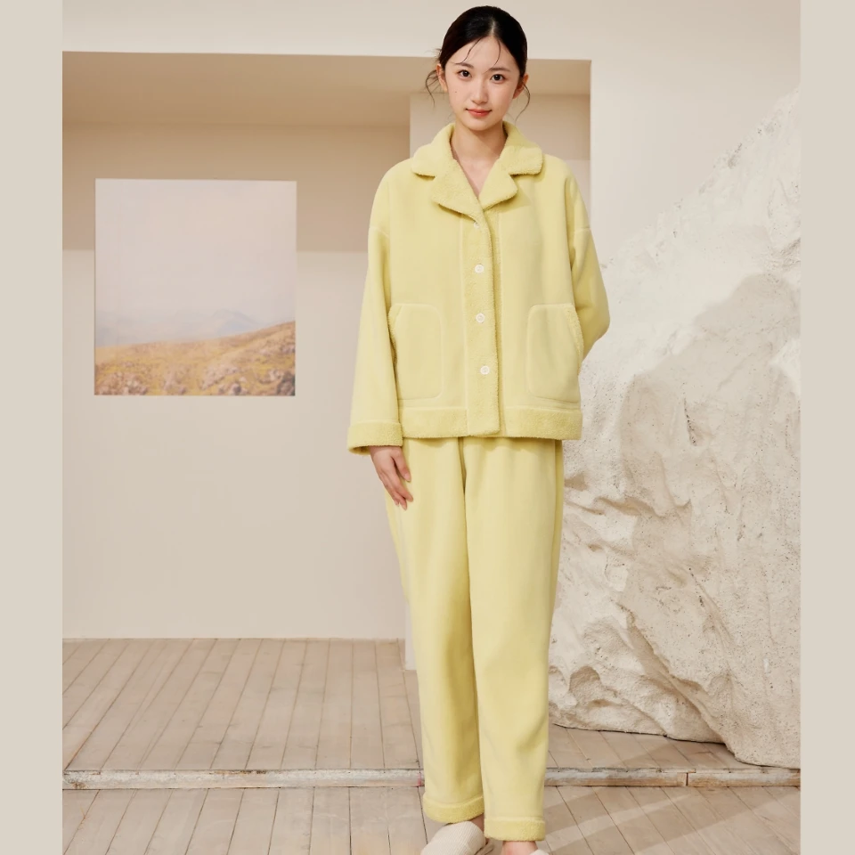 flossy弗劳思秋冬女士复合绒珊瑚绒保暖套装CF242