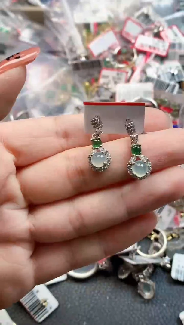 银S925镶嵌戒指翡翠天然A货缅甸翡翠