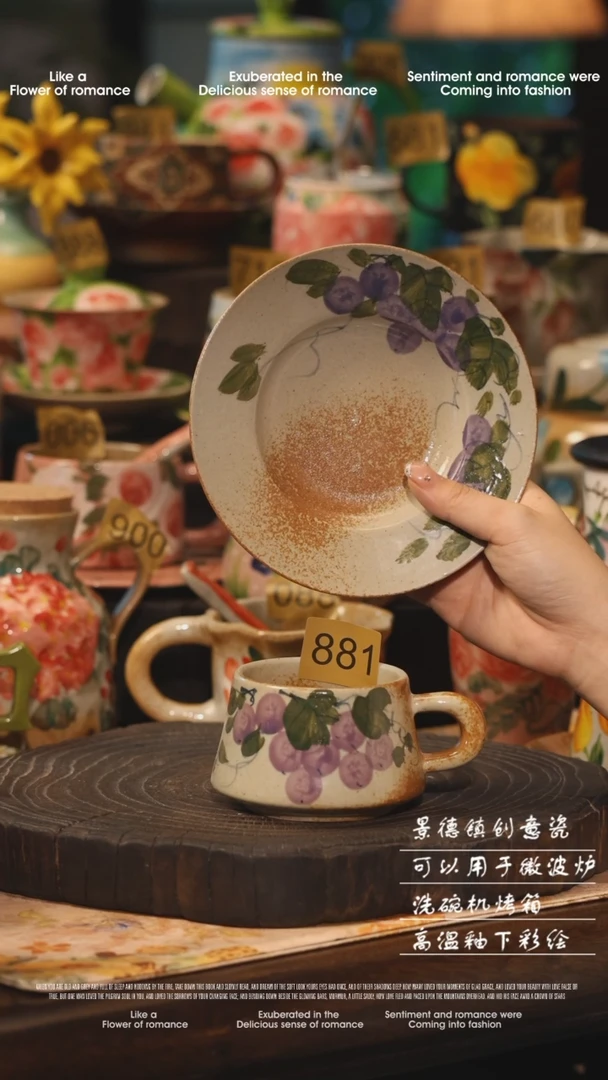 陶瓷景德镇高温釉下彩绘设计师款式