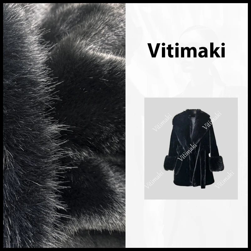 Vitimaki/定制女装/2024冬季新款高级感气质中款毛茸茸保暖外套