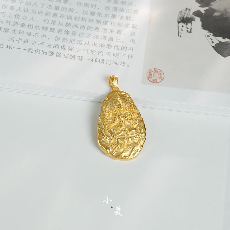 18K金錾刻立体度母吊坠 G80551