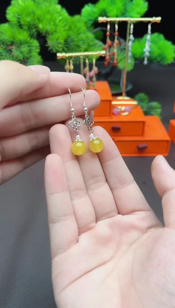 玛瑙/玉髓耳饰银S925镶嵌702