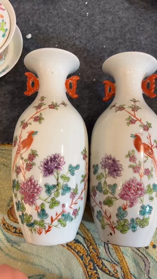 摆件瓷摆件瓷摆件花鸟赏瓶