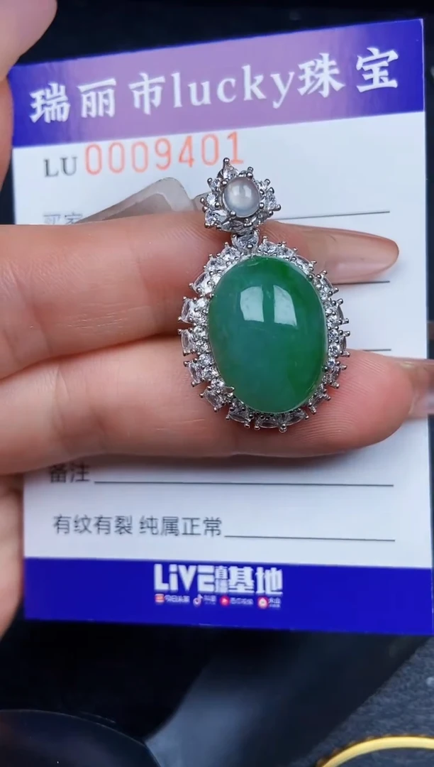 翡翠银S925镶嵌颈饰9401