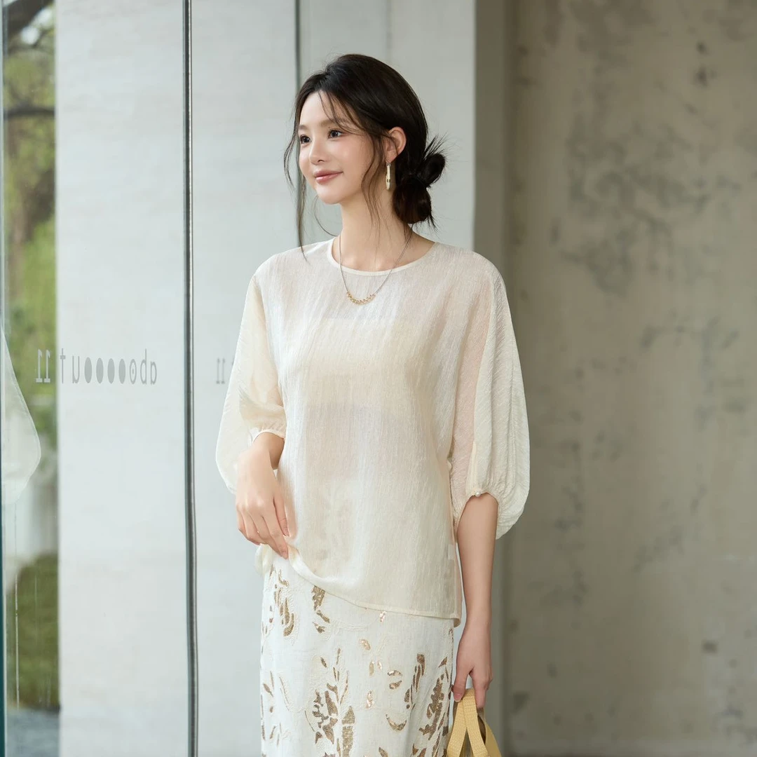 【将军工厂店】夏季新款法式复古灯笼袖衬衫女洋气高端小衫Q2616