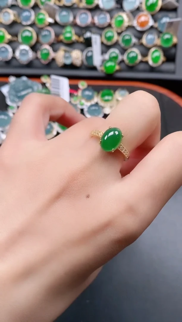 银S925镶嵌戒指翡翠1