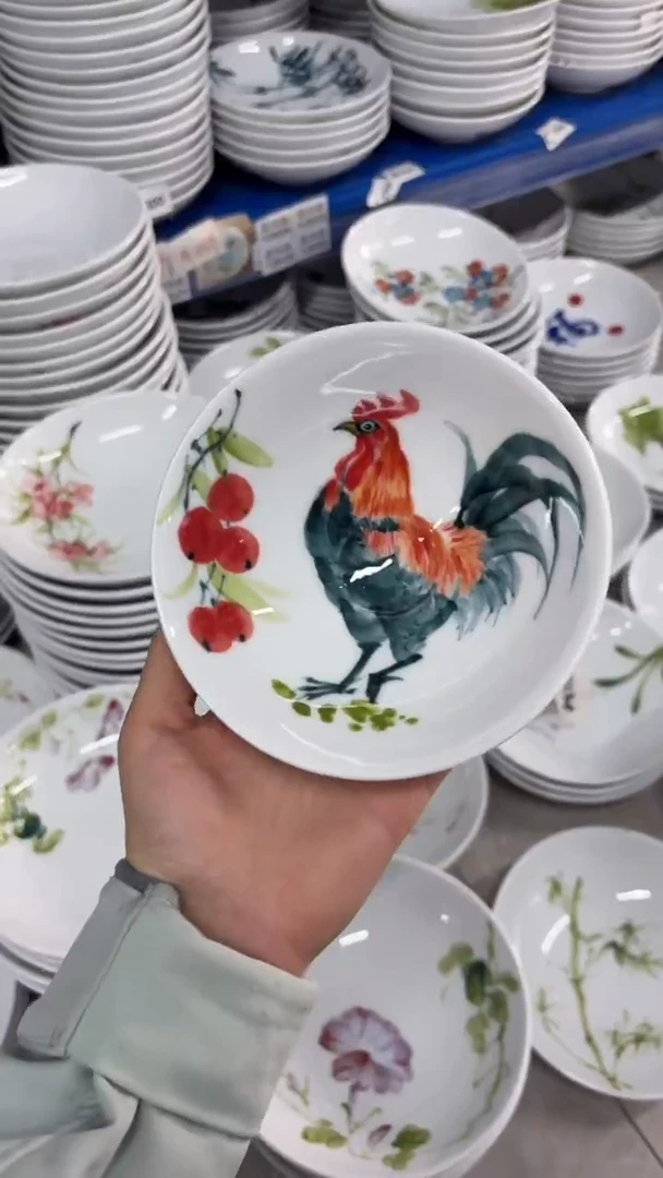 瓷片景德镇陶瓷食品级手绘釉中彩-斗笠碗