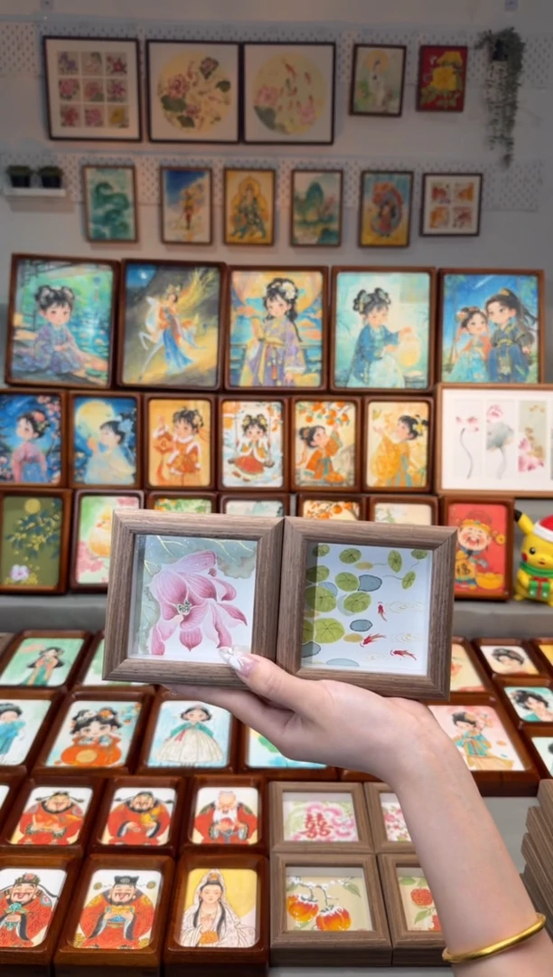 国画荷花 金钱草 一组11