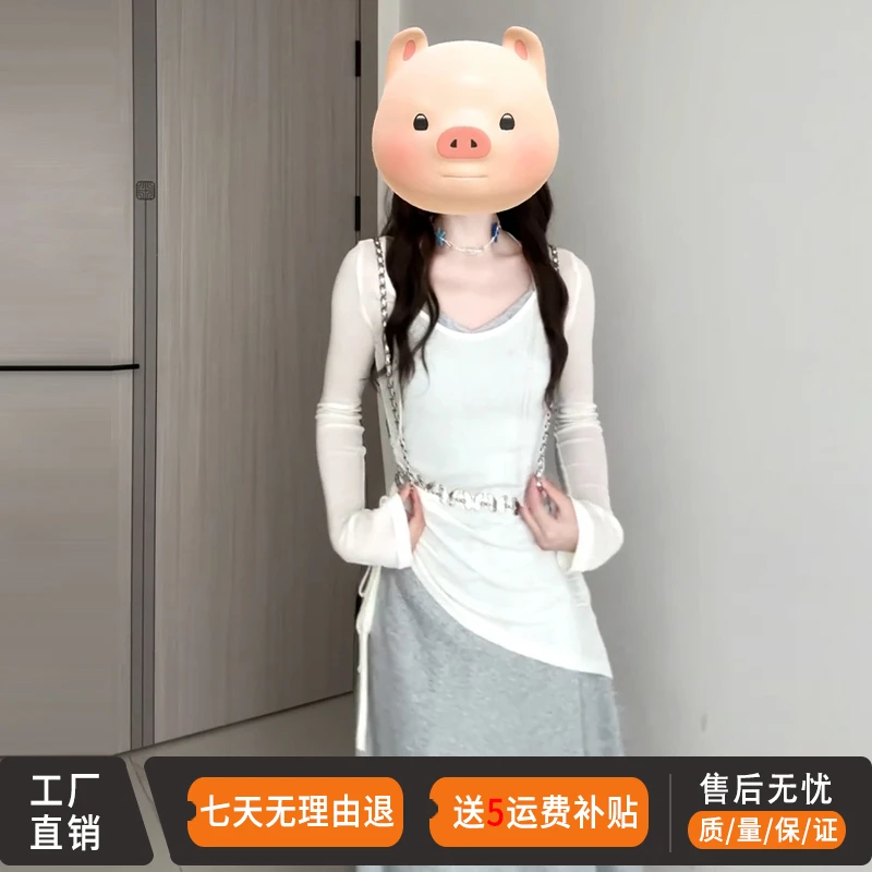 入秋搭配一整套装2025新款吊带连衣裙女早秋季韩系穿搭长裙小个子