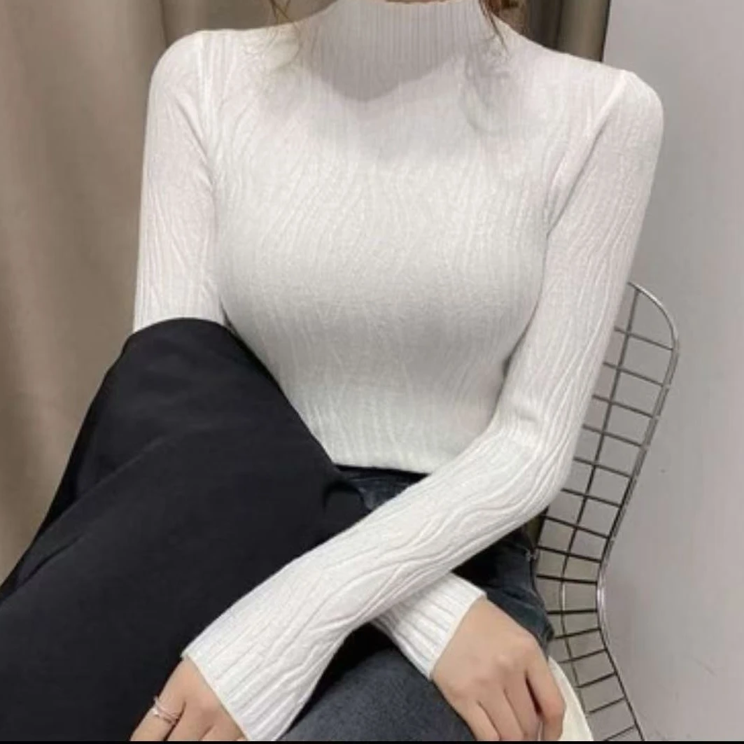 004秋冬新款时尚洋气针织打底衫修身女装百搭显瘦内搭女上衣长57