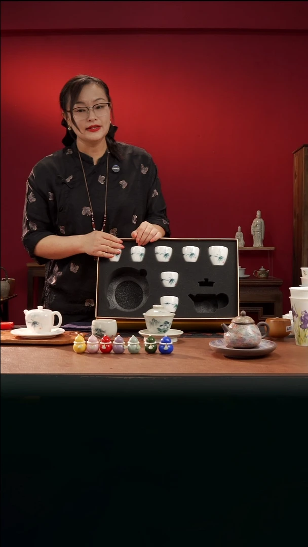 茶具雨**田羊脂玉瓷竹子苹果壶大套装