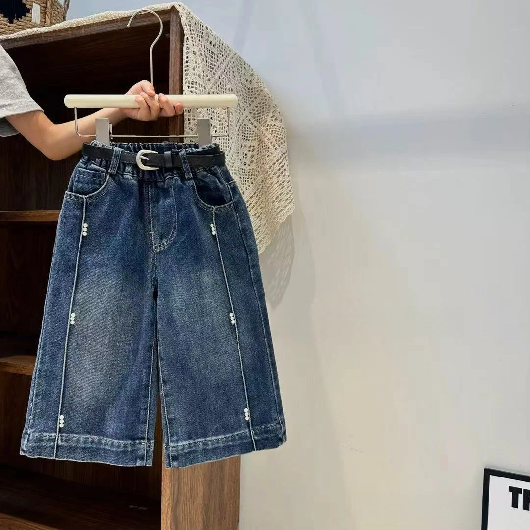 【圆子家】女童裤2025秋季新款直筒洋气宝宝韩版休闲百搭儿童牛仔裤