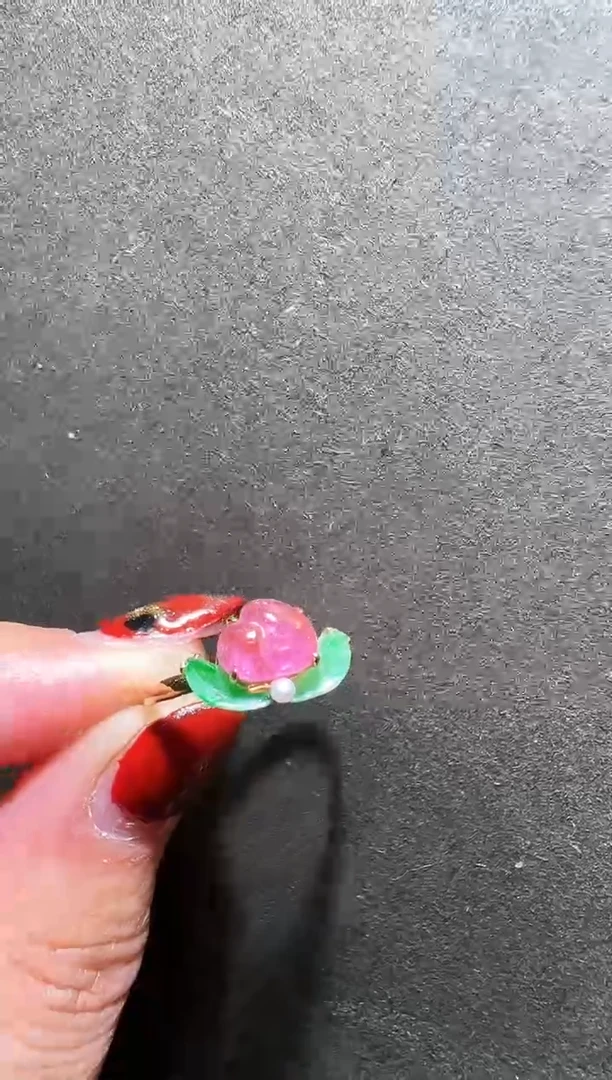 【闪购商品】碧玺戒指18K金镶嵌碧玺桃子耳钉