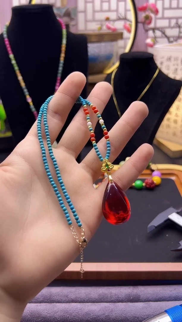 【闪购商品】血珀颈饰14K金镶嵌X299