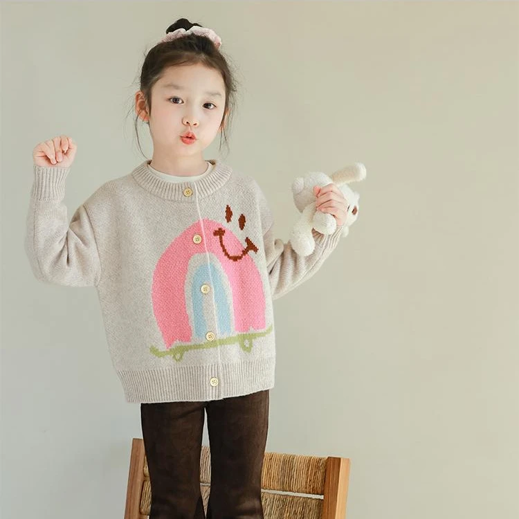 女童卡通毛衣开衫2025春季新款女宝