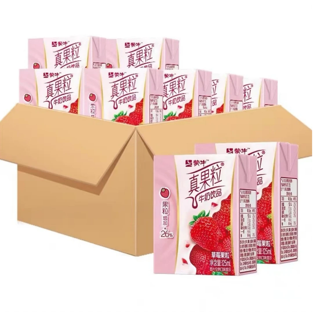 蒙牛迷你真果粒125ml*6包草莓味牛奶饮品早餐生牛乳儿童学生 饮料