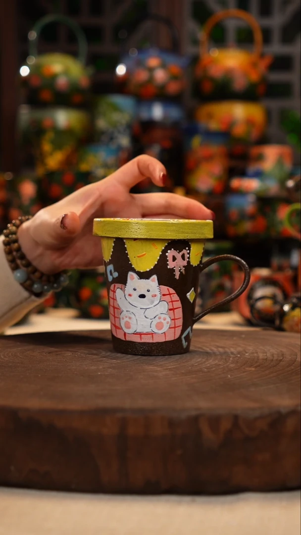 紫砂油画釉下彩手绘