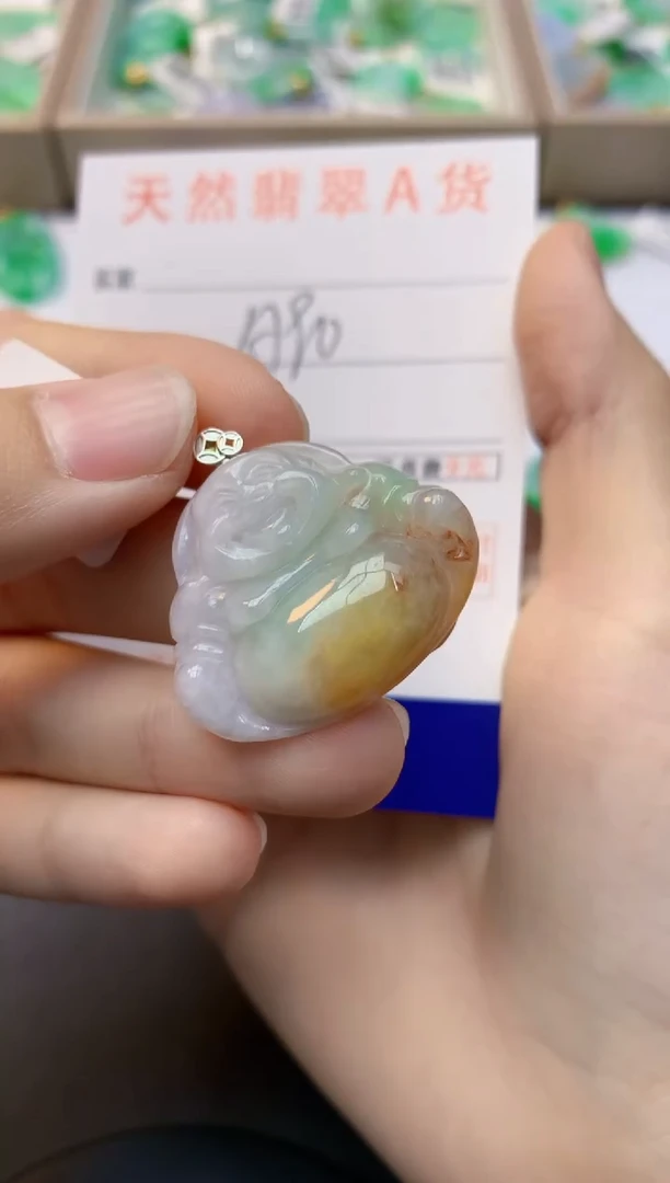 颈饰18K金镶嵌翡翠天然缅甸A货翡翠百元以上9元证书费自理