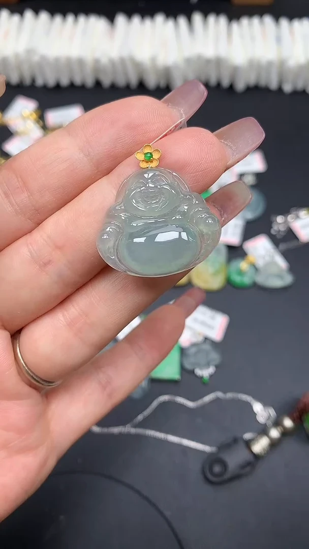 翡翠18K金镶嵌吊坠(不含链)MS194380