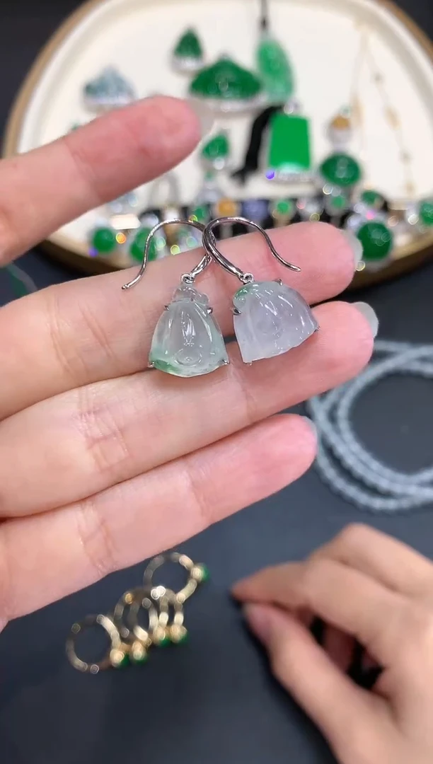 翡翠18K金镶嵌耳饰S867|2980