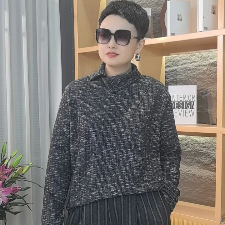 【雨田定制】2025秋冬新款高领百搭T恤高领休闲打底衫时尚宽松女