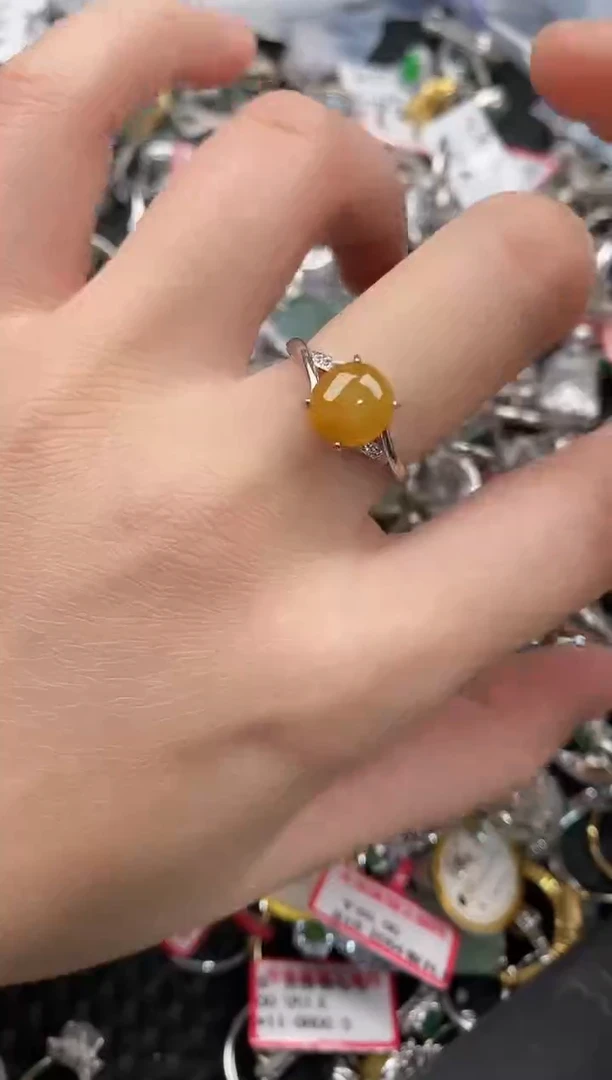 银S925镶嵌戒指翡翠444              9