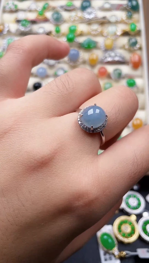 银S925镶嵌戒指翡翠166