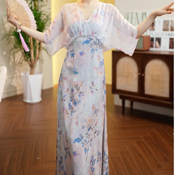 IONOY-【林岚】G630盛夏物语 夏季气质碎花复古飘逸连衣裙