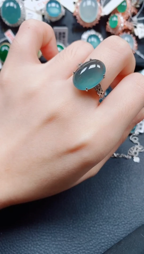 银S925镶嵌戒指翡翠翡翠