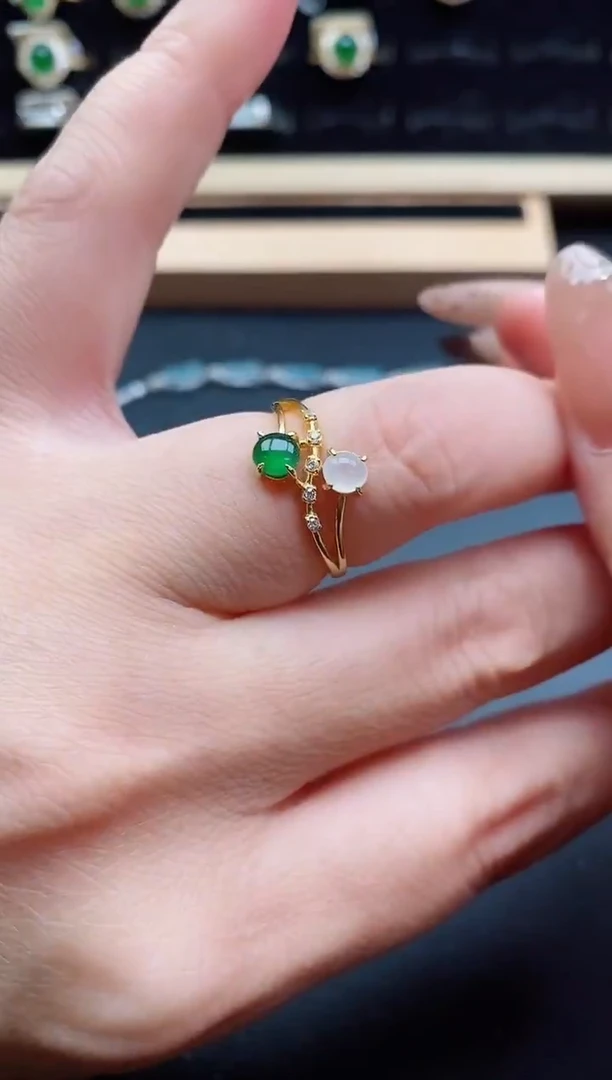 银S925镶嵌戒指翡翠1