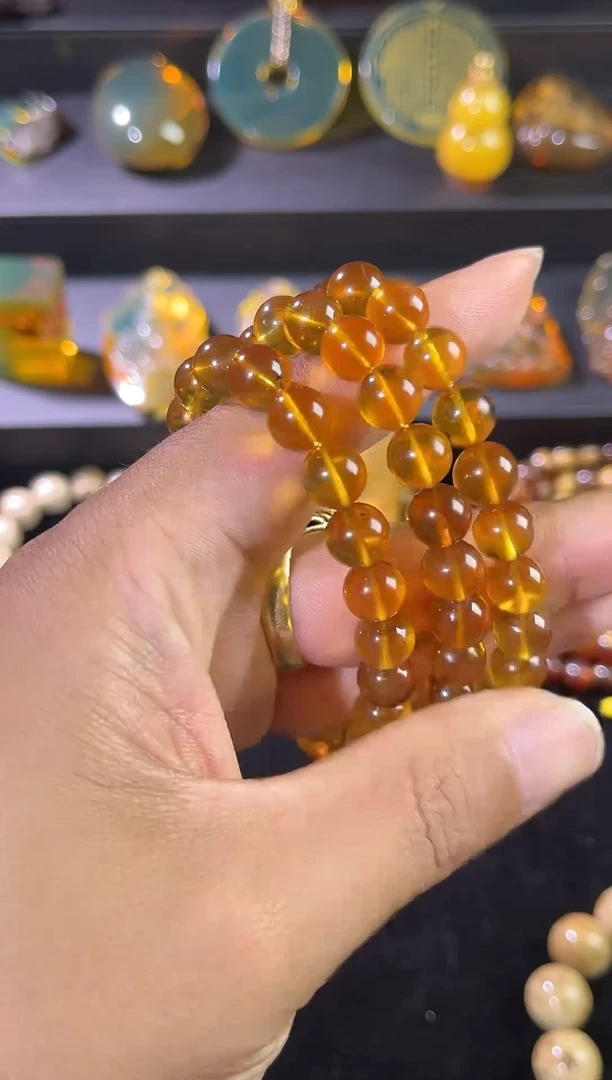 琥珀颈饰未镶嵌8+mm金棕手串