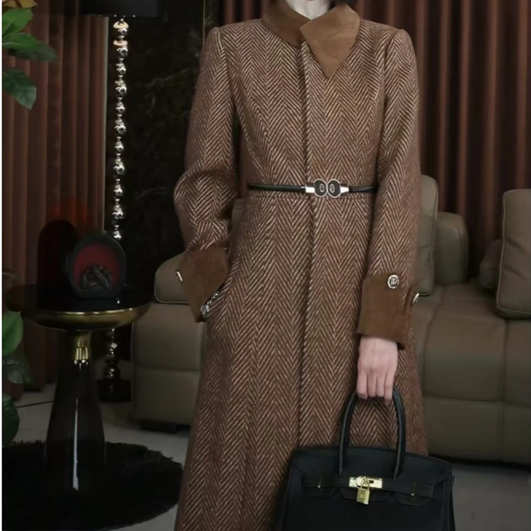 【金爷专属】法国夫人小香风毛呢外套女长袖气质呢子大衣AL4-3DW028