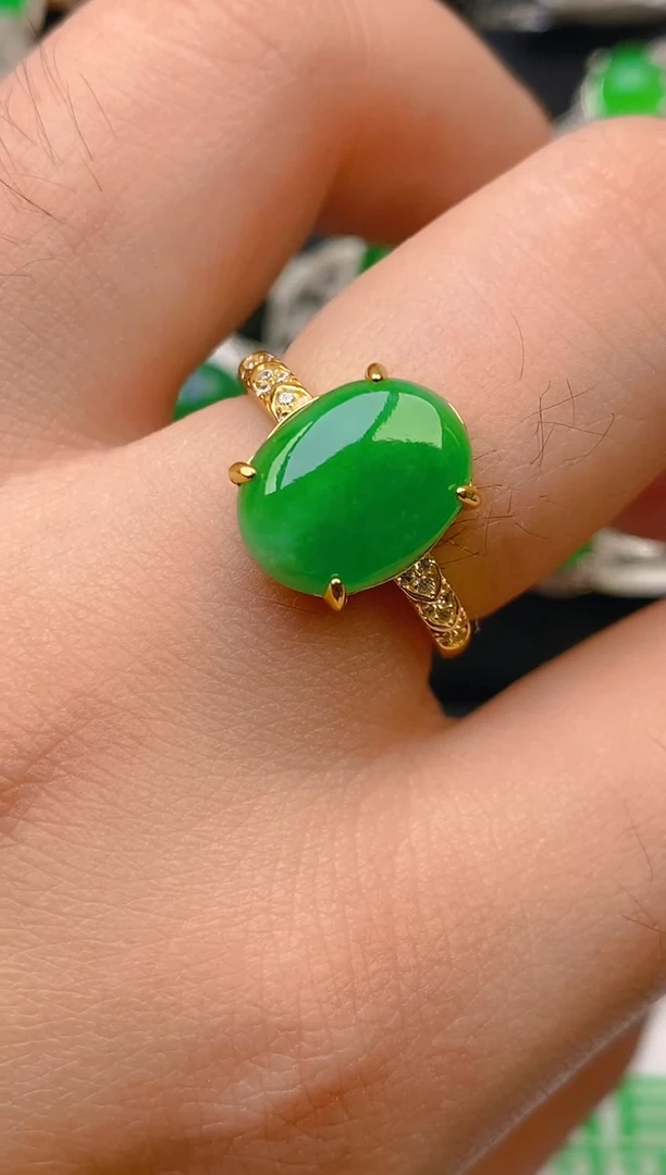 翡翠戒指银S925镶嵌天然