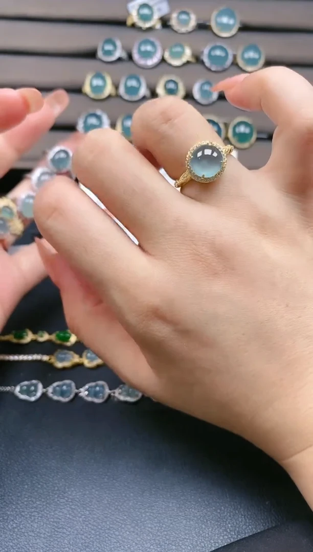 翡翠戒指银S925镶嵌783466