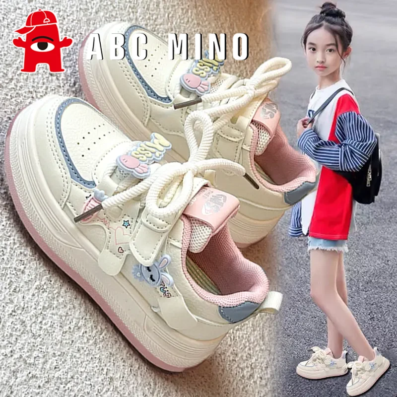 ABC MINO女童鞋子2025新款秋季软底儿童运动鞋时尚百搭女孩小白鞋