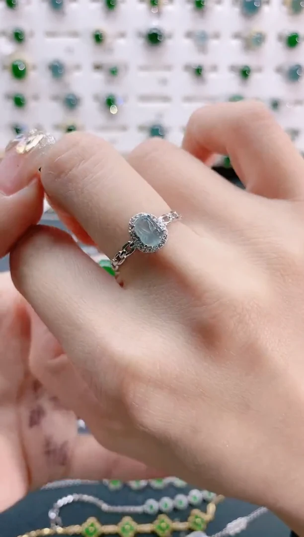 【闪购商品】翡翠戒指银S925镶嵌天然翡翠