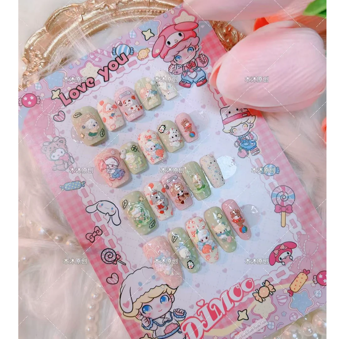 原创【精灵Dimoo】5D立体浮雕品牌贴纸 纯手工穿戴甲 禁止临摹