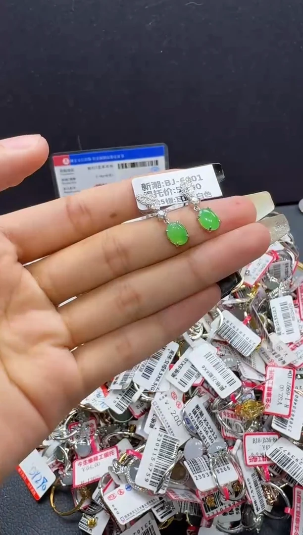 翡翠戒指银S925镶嵌戒指544