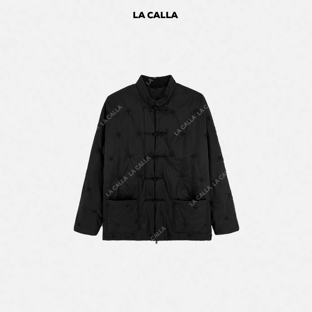 LA CALLA手工盘扣立体绒花棉服外套OY-AAM6685